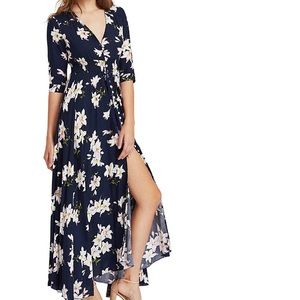 Navy & pink floral maxi dress